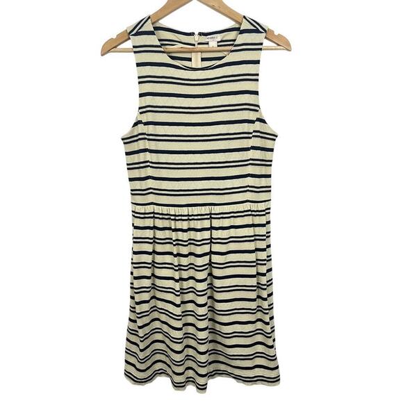 J. Crew Dresses & Skirts - J. Crew Factory Navy Ivory Stripe Sleeveless Fit & Flare Dress Size M
Preppy